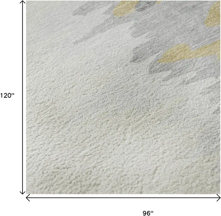 Gray Gold And Ivory Abstract Washable Area Rug With UV Protection Photo 9