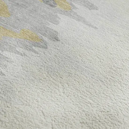 Gray Gold And Ivory Abstract Washable Area Rug With UV Protection Photo 2