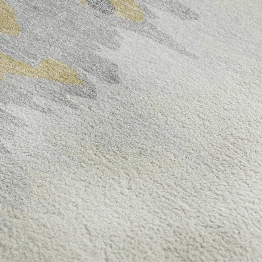 Gray Gold And Ivory Abstract Washable Area Rug With UV Protection Photo 2