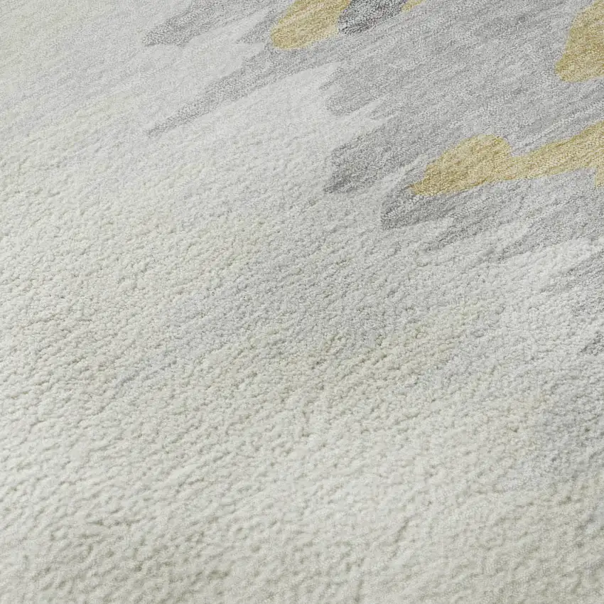 Gray Gold And Ivory Abstract Washable Area Rug With UV Protection Photo 1