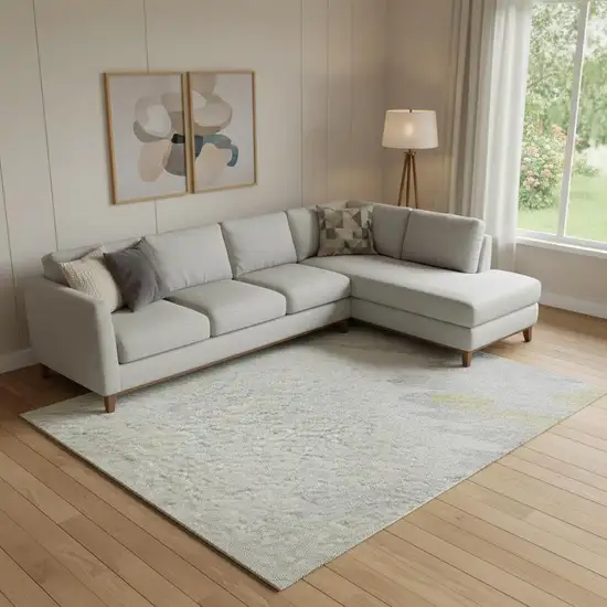 Gray Gold And Ivory Abstract Washable Area Rug With UV Protection Photo 2