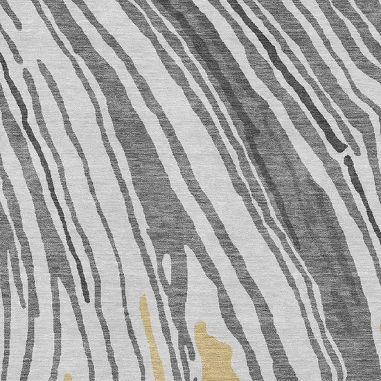 Gray Gold And Ivory Abstract Washable Area Rug With UV Protection Photo 2