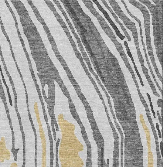 Gray Gold And Ivory Abstract Washable Area Rug With UV Protection Photo 2