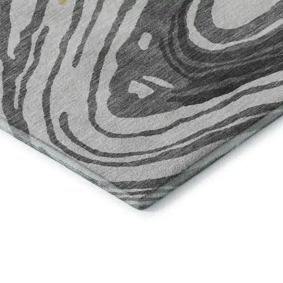 Gray Gold And Ivory Abstract Washable Area Rug With UV Protection Photo 7