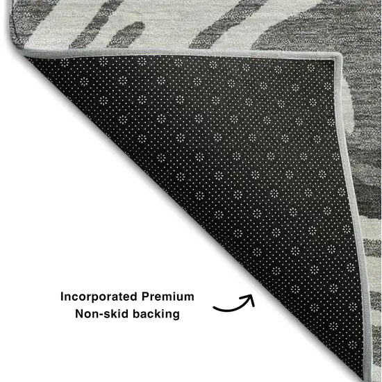 Gray Gold And Ivory Abstract Washable Area Rug With UV Protection Photo 6