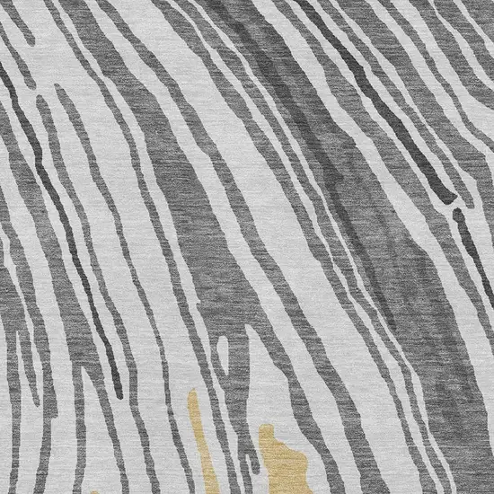 Gray Gold And Ivory Abstract Washable Area Rug With UV Protection Photo 2