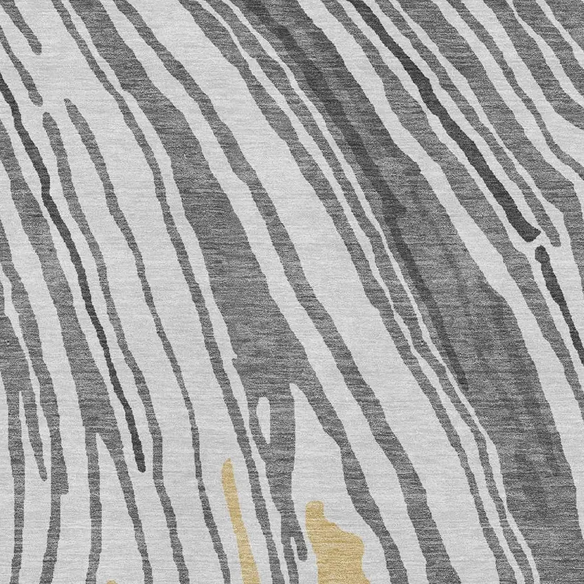 Gray Gold And Ivory Abstract Washable Area Rug With UV Protection Photo 2