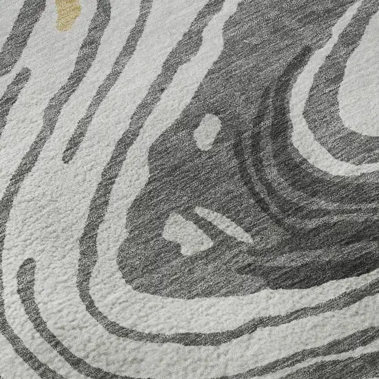 Gray Gold And Ivory Abstract Washable Area Rug With UV Protection Photo 9