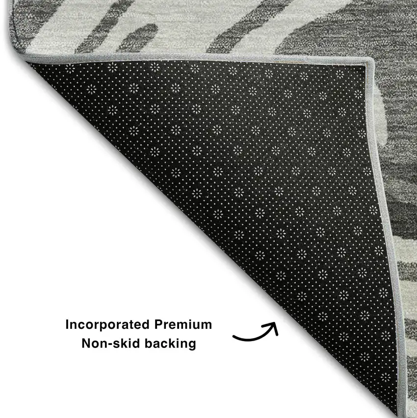 Gray Gold And Ivory Abstract Washable Area Rug With UV Protection Photo 6