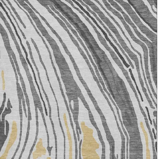 Gray Gold And Ivory Abstract Washable Area Rug With UV Protection Photo 2
