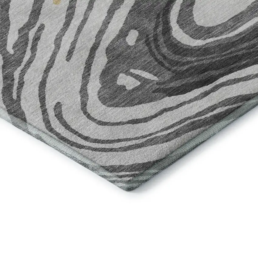 Gray Gold And Ivory Abstract Washable Area Rug With UV Protection Photo 7