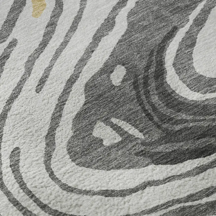 Gray Gold And Ivory Abstract Washable Area Rug With UV Protection Photo 9