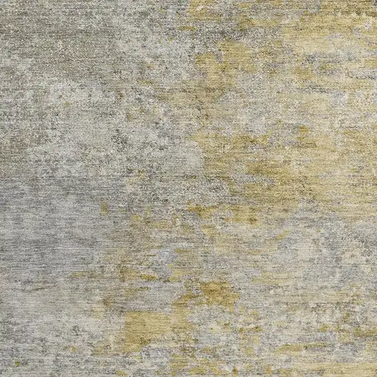 Gray Gold And Ivory Abstract Washable Area Rug With UV Protection Photo 2