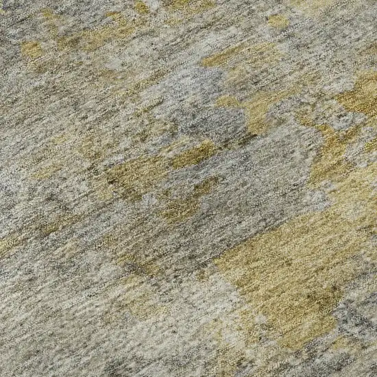 Gray Gold And Ivory Abstract Washable Area Rug With UV Protection Photo 9