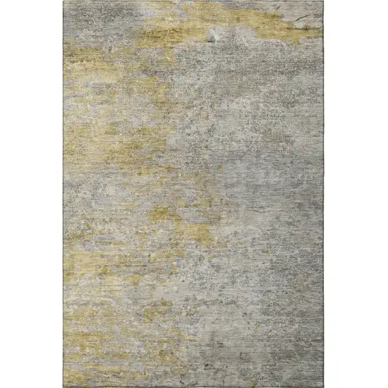 Gray Gold And Ivory Abstract Washable Area Rug With UV Protection Photo 3