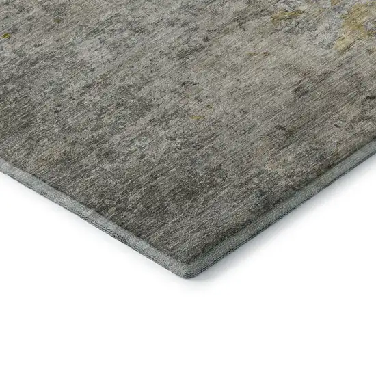 Gray Gold And Ivory Abstract Washable Area Rug With UV Protection Photo 7