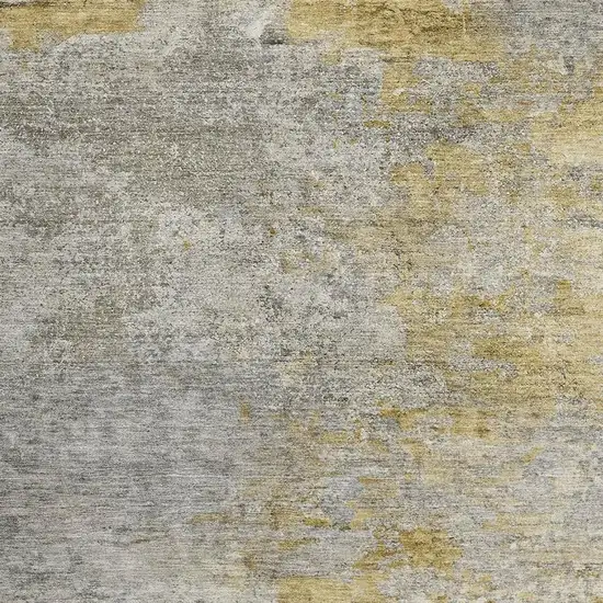 Gray Gold And Ivory Abstract Washable Area Rug With UV Protection Photo 2