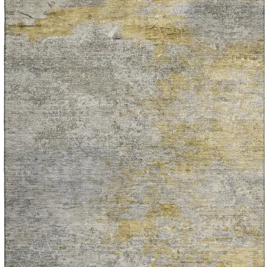 Gray Gold And Ivory Abstract Washable Area Rug With UV Protection Photo 3