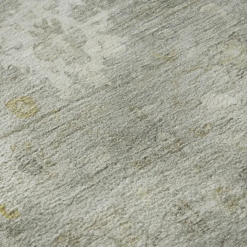 Gray Gold And Ivory Damask Washable Area Rug With UV Protection Photo 9