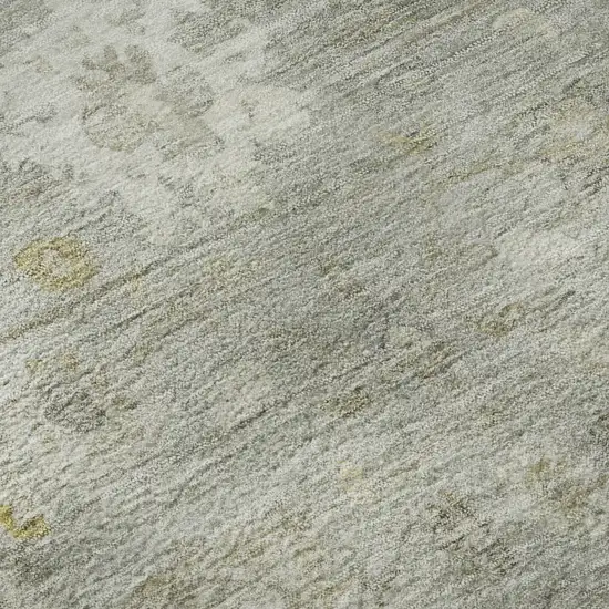 Gray Gold And Ivory Damask Washable Area Rug With UV Protection Photo 8