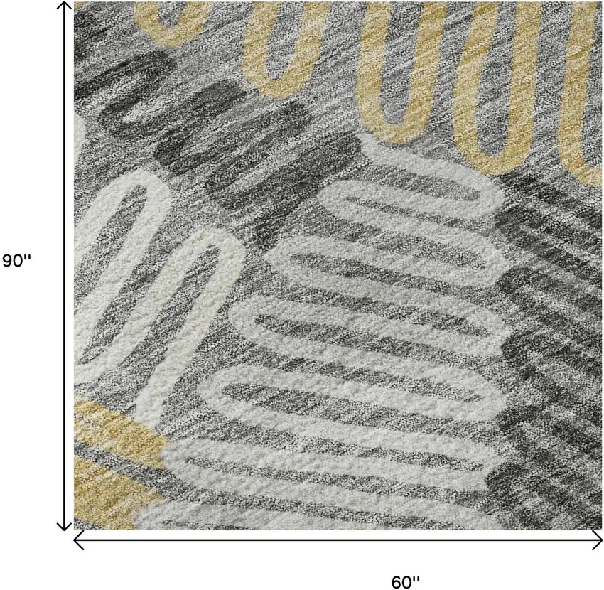 Gray Gold And Ivory Floral Washable Area Rug With UV Protection Photo 9