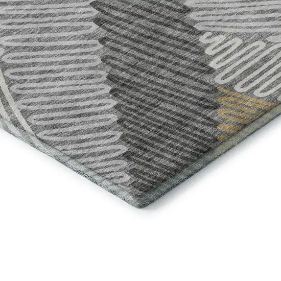 Gray Gold And Ivory Floral Washable Area Rug With UV Protection Photo 7