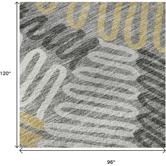 Gray Gold And Ivory Floral Washable Area Rug With UV Protection Photo 9