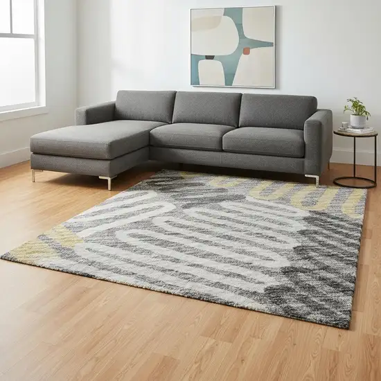 Gray Gold And Ivory Floral Washable Area Rug With UV Protection Photo 2