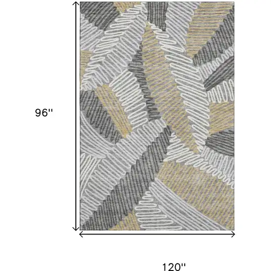 Gray Gold And Ivory Floral Washable Area Rug With UV Protection Photo 9