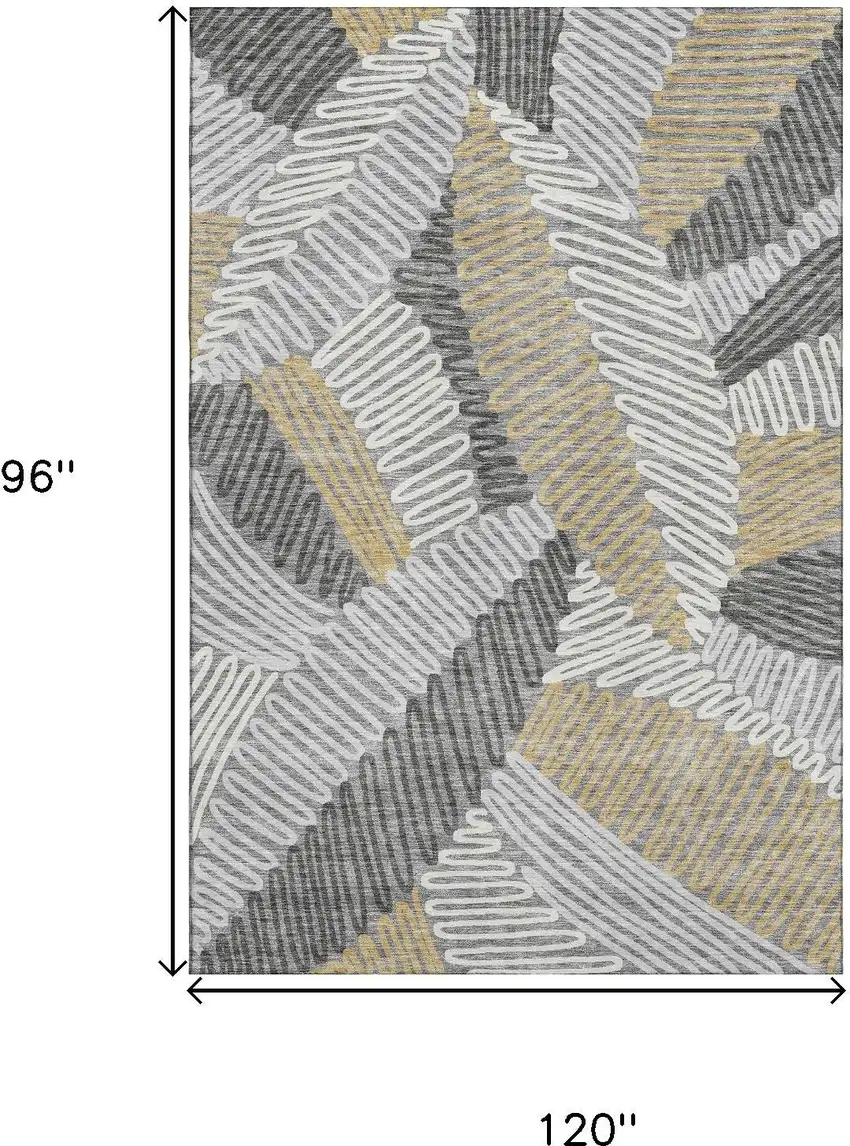 Gray Gold And Ivory Floral Washable Area Rug With UV Protection Photo 9