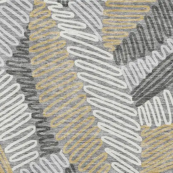 Gray Gold And Ivory Floral Washable Area Rug With UV Protection Photo 3