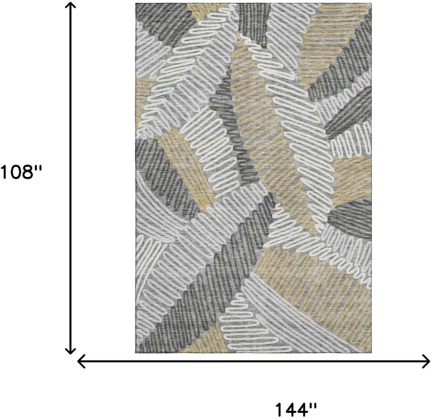 Gray Gold And Ivory Floral Washable Area Rug With UV Protection Photo 9