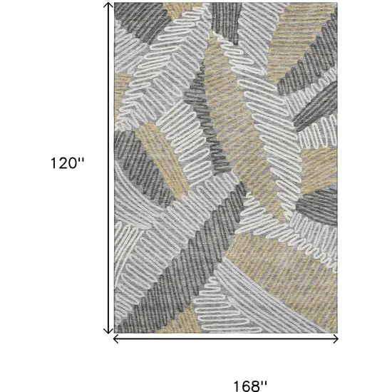 Gray Gold And Ivory Floral Washable Area Rug With UV Protection Photo 8