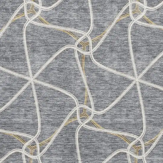 Gray Gold And Ivory Geometric Washable Area Rug With UV Protection Photo 2