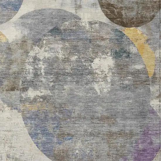 Gray Gold And Ivory Geometric Washable Indoor Outdoor Area Rug Photo 2