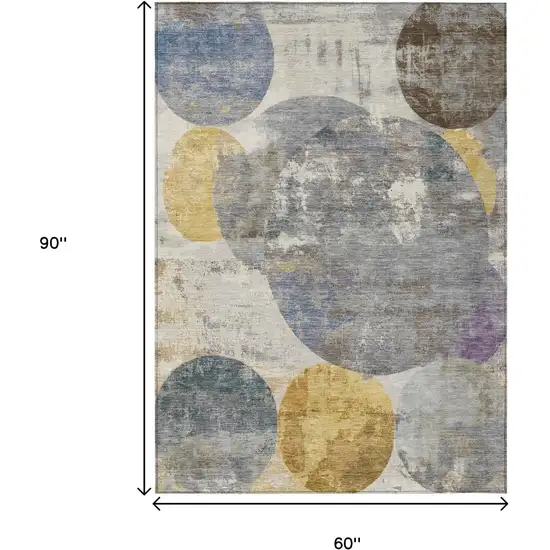Gray Gold And Ivory Geometric Washable Indoor Outdoor Area Rug Photo 7