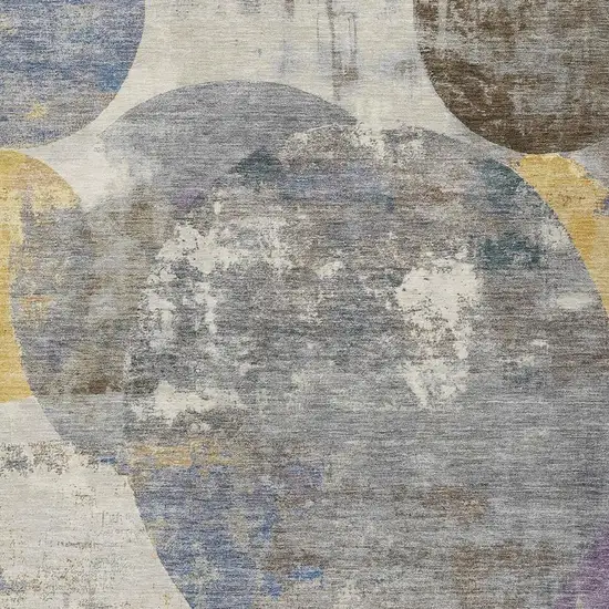 Gray Gold And Ivory Geometric Washable Indoor Outdoor Area Rug Photo 2