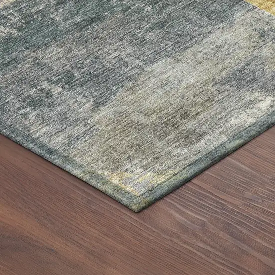 Gray Gold And Ivory Geometric Washable Indoor Outdoor Area Rug Photo 5