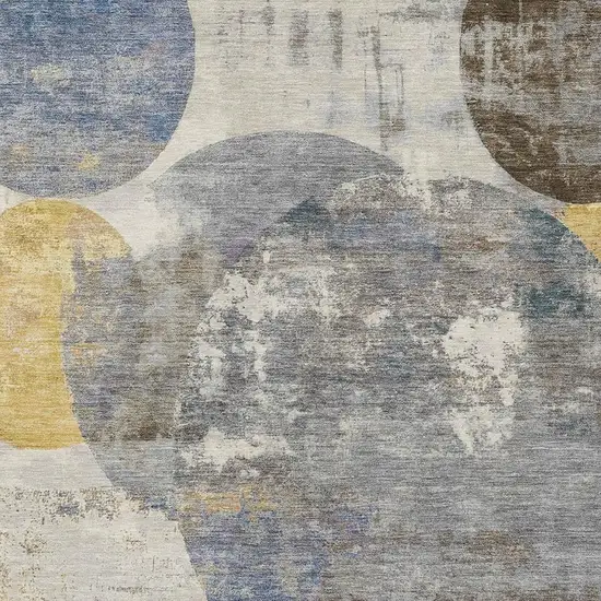 Gray Gold And Ivory Geometric Washable Indoor Outdoor Area Rug Photo 2