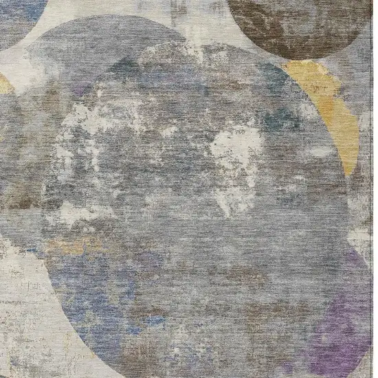 Gray Gold And Ivory Geometric Washable Indoor Outdoor Area Rug Photo 2