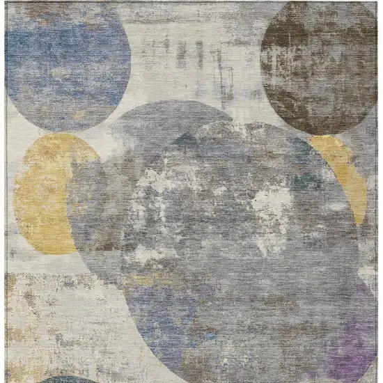 Gray Gold And Ivory Geometric Washable Indoor Outdoor Area Rug Photo 3