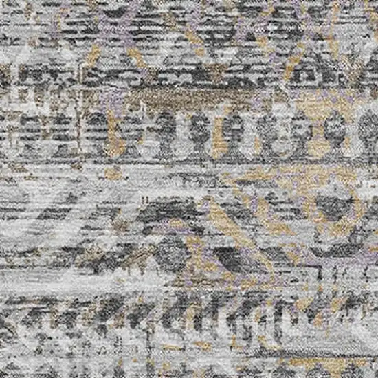 Gray Gold And Ivory Moroccan Washable Area Rug With UV Protection Photo 3
