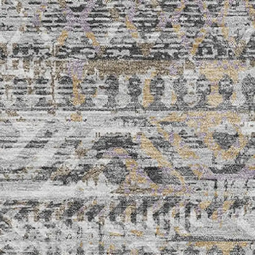 Gray Gold And Ivory Moroccan Washable Area Rug With UV Protection Photo 3