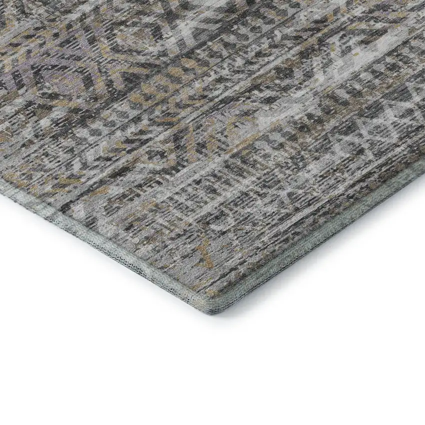 Gray Gold And Ivory Moroccan Washable Area Rug With UV Protection Photo 7