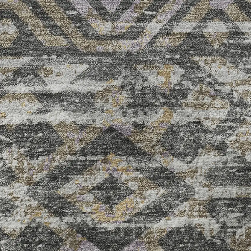 Gray Gold And Ivory Moroccan Washable Area Rug With UV Protection Photo 9