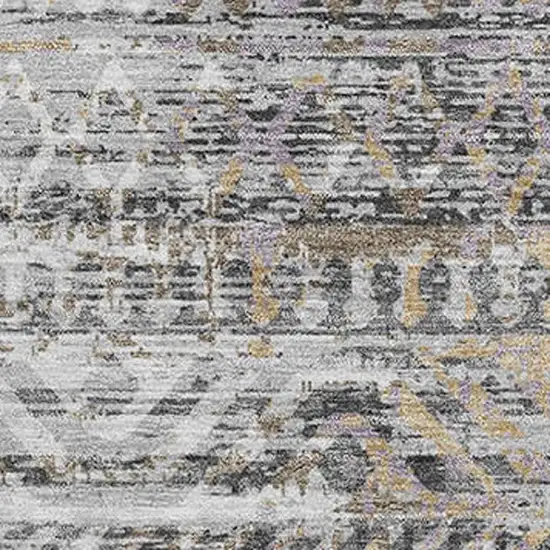 Gray Gold And Ivory Moroccan Washable Area Rug With UV Protection Photo 3