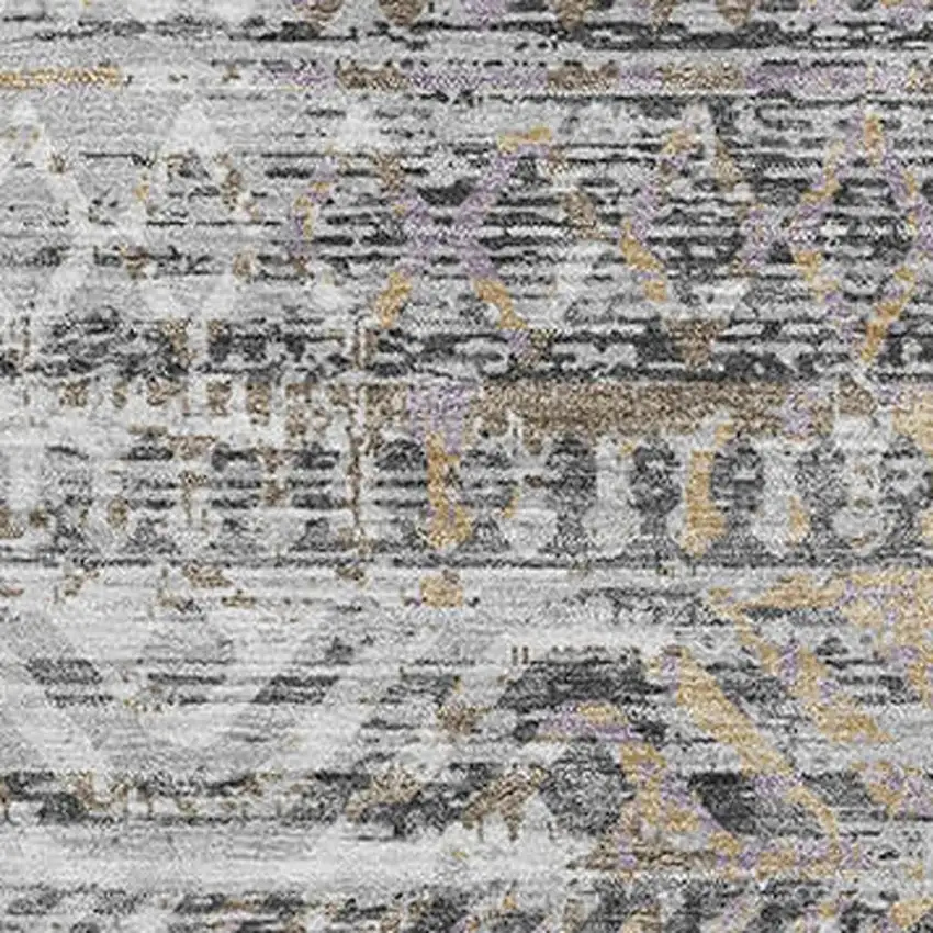 Gray Gold And Ivory Moroccan Washable Area Rug With UV Protection Photo 3