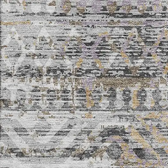 Gray Gold And Ivory Moroccan Washable Area Rug With UV Protection Photo 3