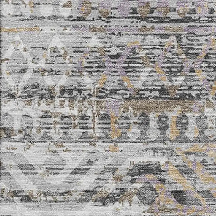 Gray Gold And Ivory Moroccan Washable Area Rug With UV Protection Photo 3