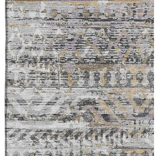 Gray Gold And Ivory Moroccan Washable Area Rug With UV Protection Photo 4